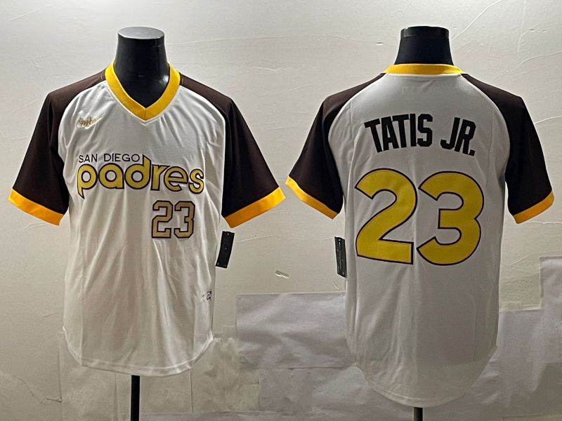 Men San Diego Padres 23 Tatis jr White Throwback Game 2025 Nike MLB Jersey style 5